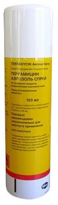 Терраміцин Спрей Антибіотик для лікування ран та захворювань шкіри у собак та котів