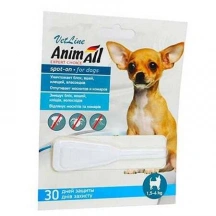 AnimAll VetLine (ЭнимАлл ВетЛайн) Spot-On Противопаразитарные капли на холку от клещей и блох для собак 1,5-4 кг AnimAll VetLine (ЕнімАлл ВетЛайн) Spot-On Протипаразитарні краплі на холку від кліщів та бліх для собак 1,5-4 кг img