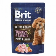 Brit Premium (Бріт Преміум) Puppy Fillets in Gravy Turkey & Carrot Вологий корм з індичкою та морквою в соусі для цуценят дрібних порід img