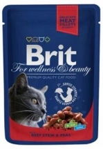 Brit Premium (Бріт Преміум) Cat Вологий корм для кішок з яловичиною і горошком