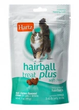 Hartz (Хартц) Hairball Treat Plus Soft Chews Ласощі для виведення шерсті для кішок і кошенят Жувальні сердечка зі смаком курки