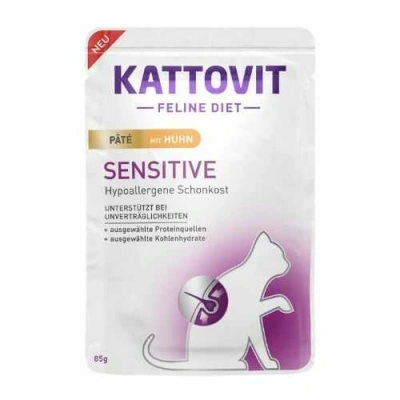 Kattovit (Каттовіт) Veterinary Sensitive Chicken Pate Дієтичний беззерновий паштет з куркою для котів із харчовою непереносимістю