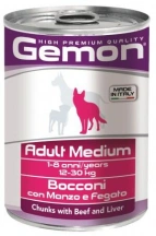 Gemon (Гемон) Wet Dog Adult Medium Консервований корм для середніх порід собак зі шматочками яловичини та печінки