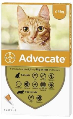 Advocate (Адвокат) Протипаразитарні краплі для кошенят та котів від бліх, вошей, кліщів та гельмінтів до 4 кг 1 шт