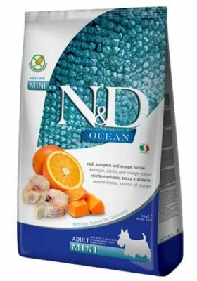 Farmina (Фарміна) N&D Ocean Grain Free Dog Adult Mini Cod Беззерновий сухий корм з тріскою, гарбузом та апельсином для дорослих собак дрібних порід
