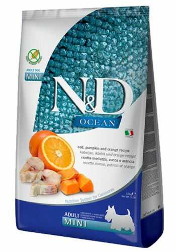 Farmina (Фарміна) N&D Ocean Grain Free Dog Adult Mini Cod Беззерновий сухий корм з тріскою, гарбузом та апельсином для дорослих собак дрібних порід original1