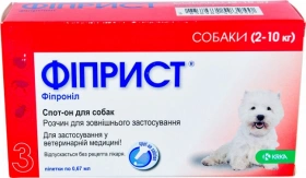 Фіприст Спот-Он Краплі на холку від бліх та кліщів для собак 2-10 кг, 3 шт