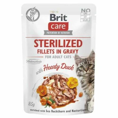 Brit Care (Бріт Кеа) Cat Sterilized Fillets in Gravy Hearty Duck Вологий корм з качкою в соусі для стерилізованих котів і кішок
