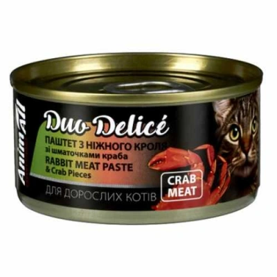 AnimAll (ЕнімАлл) Duo Delice Cat Adult Rabbit Paste & Crab Pieces М'ясна паста із кроликом зі шматочками краба для дорослих котів і кішок
