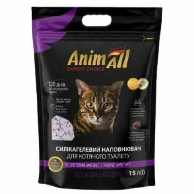 AnimAll (ЕнімАлл) Silica Gel Cat litter Premium Edition Наповнювач силікагелевий для котячого туалету Фіолетовий аметист 7,6 л