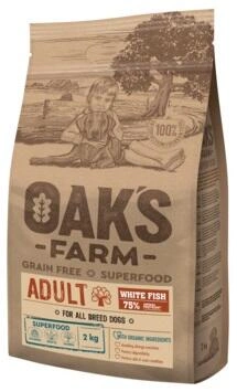 Oaks Farm (Оакс Фарм) Grain Free Adult All Breed Dogs White Fish Сухий беззерновий корм для дорослих собак з білою рибою