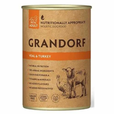 Grandorf (Грандорф) Dog Adult Grain Free Veal & Turkey Вологий корм з телятиною та індичкою для дорослих собак різних порід