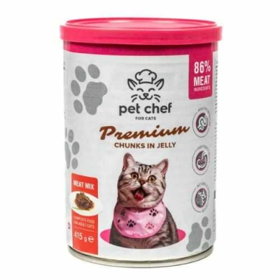 Pet Chef (Пет Шеф) Cat Adult Chunks in Jelly Meat Mix Вологий корм зі шматочками м'яса в желе для дорослих котів і кішок