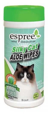 Espree (Еспрі) Silky Cat Aloe Wipes Вологі серветки для очищення чутливої ​​шкіри та вовни у котів та кішок