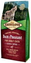 Carnilove (Карнилав) Cat Duck & Pheasant Hairball Control Корм для кошек для выведения комков шерсти, с уткой и фазаном Carnilove (Карнілав) Cat Duck & Pheasant Hairball Control Корм для котів і кішок для виведення грудок шерсті, з качкою і фазаном img