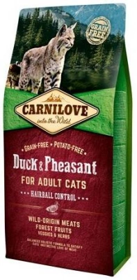Carnilove (Карнілав) Cat Duck & Pheasant Hairball Control Корм ​​для котів і кішок для виведення грудок шерсті, з качкою і фазаном
