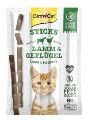 GimCat (ДжимКет) Sticks Lamb & Poultry Беззернові ласощі для кішок, палички з ягням і птицею