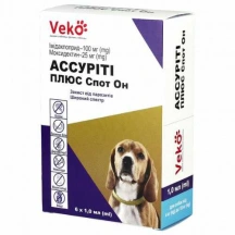 Veko (Веко) Ассуріті Плюс Спот Он Краплі на холку від бліх, кліщів і гельмінтів длясобак вагою 4-10 кг img