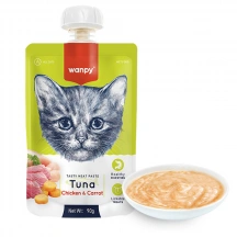 Wanpy (Ванпі) Cat Tuna Chicken & Carrot Рідкий корм крем-пюре з тунцем, куркою та морквою для котів і кішок