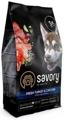Savory (Сейворі) Junior Large Breed Fresh Turkey & Chicken Беззерновий корм для цуценят і юніорів великих порід з індичкою і куркою