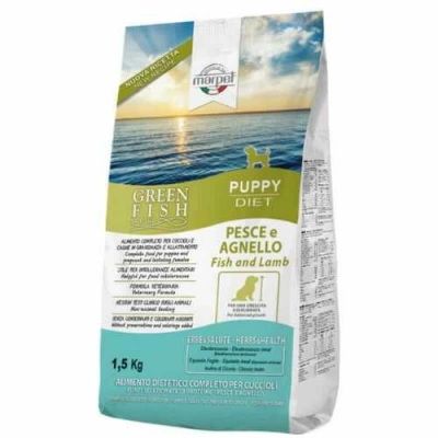 Marpet (Марпет) Green Fish Dog Puppy All Breeds Fish & Lamb Сухий корм з рибою і ягням для цуценят усіх порід