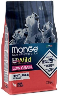 Monge (Монж) BWild Low Grain Puppy & Junior Deer Низькозерновий корм для цуценят всіх порід з олениною