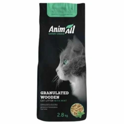 AnimAll (ЕнімАлл) Granulated Wooden Cat Litter Mint Aroma Деревний наповнювач з ароматом м'яти для котячого туалету