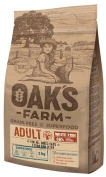 Oaks Farm (Оакс Фарм) Grain Free Adult Cat White Fish Сухий беззерновий корм для дорослих котів і кішок з білою рибою