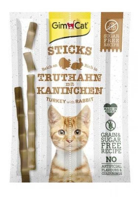 GimCat (ДжимКет) Sticks Turkey & Rabbit Беззернові ласощі для кішок, палички з індичкою і кроликом