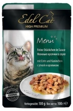 Edel Cat (Едель Кет) Вологий корм для котів та кішок з качкою та кроликом у соусі