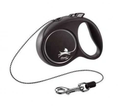 Flexi (Флексі) Black Design XS Повідець-рулетка для котів та дрібних порід собак з вагою до 8 кг, трос, 3 м, срібний img