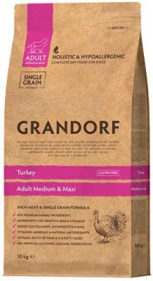 Grandorf (Грандорф) Turkey Medium & Maxi Adult Беззерновий сухий гіпоалергенний корм з індичкою для собак середніх та великих порід