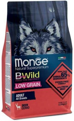 Monge (Монж) BWild Low Grain All Breeds Adult Deer Низькозерновий корм для дорослих собак з олениною