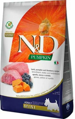 Farmina (Фарміна) N&D Pumpkin Grain Free Dog Adult Mini Lamb & Blueberry Беззерновий сухий корм з ягням, гарбузом та чорницею для собак дрібних порід