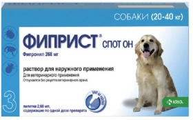 Фіприст Спот-Он Краплі на холку від бліх та кліщів для собак 20-40 кг, 3 шт img