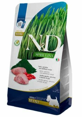 Farmina (Фарміна) N&D Grain Free Spirulina Dog Adult Mini Lamb Сухий корм з ягням, спіруліною та ягодами годжі для дорослих собак дрібних порід