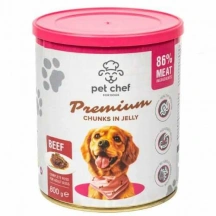 Pet Chef (Пет Шеф) Dog Adult Chunks in Jelly Beef Вологий корм з яловичиною в желе для дорослих собак різних порід img
