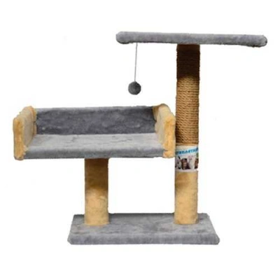 Пухнастики Драпак для котів та кішок з диваном, джут сірий з бежевим