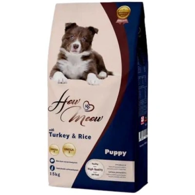 How Meow (Хау Мяу) Puppy Turkey & Rice Сухий корм з індичкою та рисом для цуценят різних порід