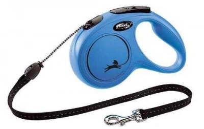 Flexi (Флексі) New Classic M Повідець-рулетка для собак середніх порід з вагою до 20 кг, трос, 5 м, синій