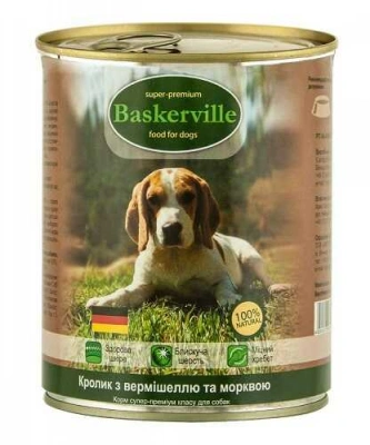 Baskerville (Баскервіль) Консерви для собак з кроликом, локшиною та морквою 400 гр