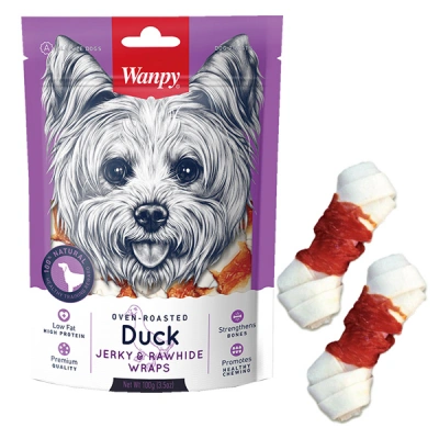 Wanpy (Ванпі) Dog Duck Jerky & Rawhide Wraps Ласощі кісточки з в'яленою качкою для собак