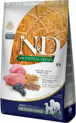 Farmina (Фарміна) N&D Low Grain Medium & Maxi Adult Lamb & Blueberry Низькозерновий сухий корм з ягням і чорницею для собак середніх і великих порід