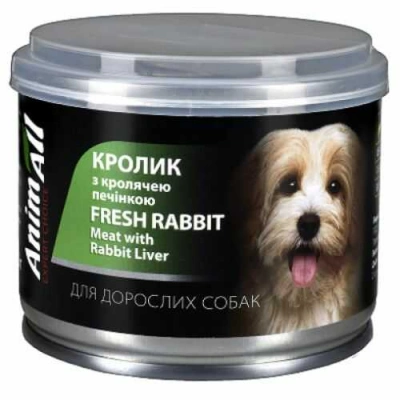 AnimAll (ЕнімАлл) Dog Adult Rabbit & Liver 195 гр Вологий корм з кролем та з кролячою печінкою для дорослих собак