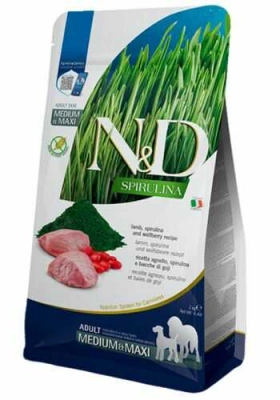 Farmina (Фарміна) N&D Grain Free Spirulina Dog Adult Medium & Maxi Lamb Сухий корм з ягням, спіруліною та ягодами годжі для дорослих собак середніх і великих порід