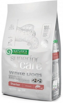 Natures Protection (Натур Протекшн) Superior Care White Dogs Grain Free Starter Salmon Беззерновий корм Стартер для цуценят з білою шерстю з лососем
