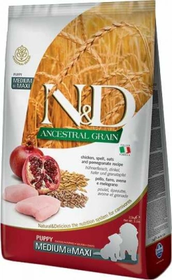 Farmina (Фарміна) N&D Low Grain Medium & Maxi Puppy Chicken & Pomegranate Низькозерновий сухий корм з куркою та гранатом для цуценят середніх та великих порід