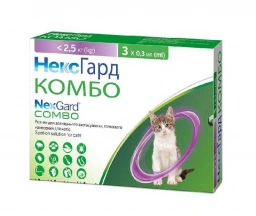 NexGard Kombo (Нексгард Комбо) Краплі від бліх, кліщів та гельмінтів для котів та кошенят з вагою до 2,5 кг