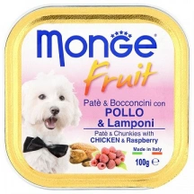 Monge (Монж) Dog Fruit Консерви для собак паштет з куркою та малиною