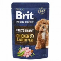 Brit Premium (Бріт Преміум) Dog Adult Fillets in Gravy Chicken & Green Peas Вологий корм з куркою і горошком у соусі для собак дрібних порід img